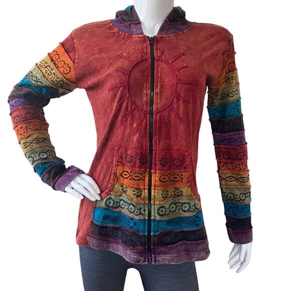 Greater Good Tops - Greater Good Rainbow Colorful Hoodie Jacket Nepal Size Small Medium